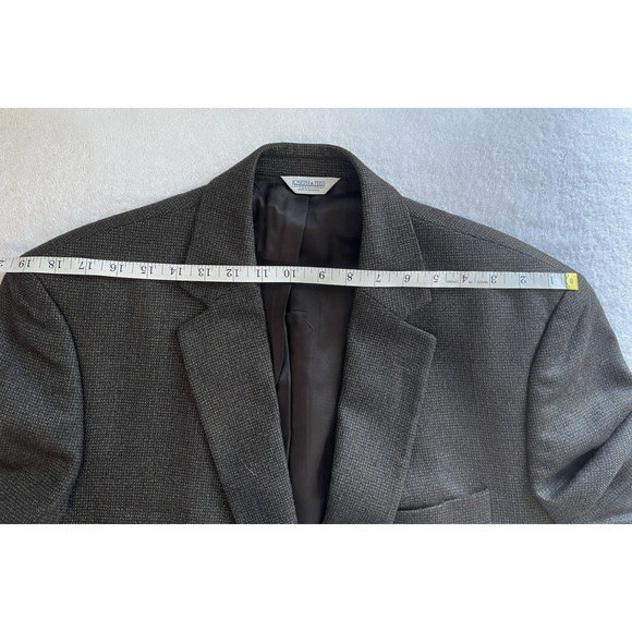 Joseph Feiss 100% Lambswool Blazer Sport Coat Jacket Dark brown Classic 46L - Picture 8 of 12